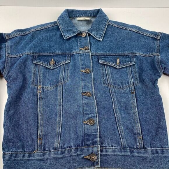 BKE Jacket Women Sz XS Relaxed Jean and plaid flannel Boho Trucker outdoor Blue - Picture 8 of 15